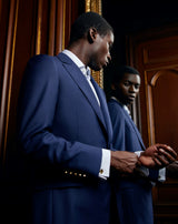Veste iconique MENTORE BLEU MARINE avec boutons noirs et dorés