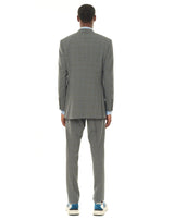 Costume Iconique MENTORE Gris à Carreaux Fenêtre Bleu Super 150S