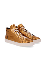 Sneakers montantes ORTON en cuir Or logotées Smalto
