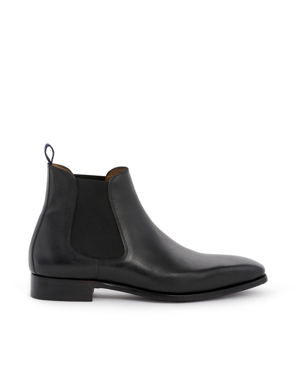 FERDY BLACK CALFSKIN ANKLE BOOTS