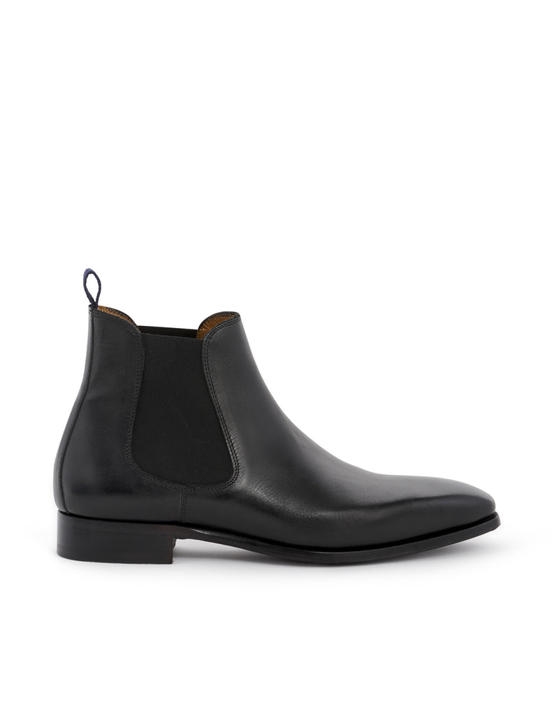FERDY BLACK CALFSKIN ANKLE BOOTS