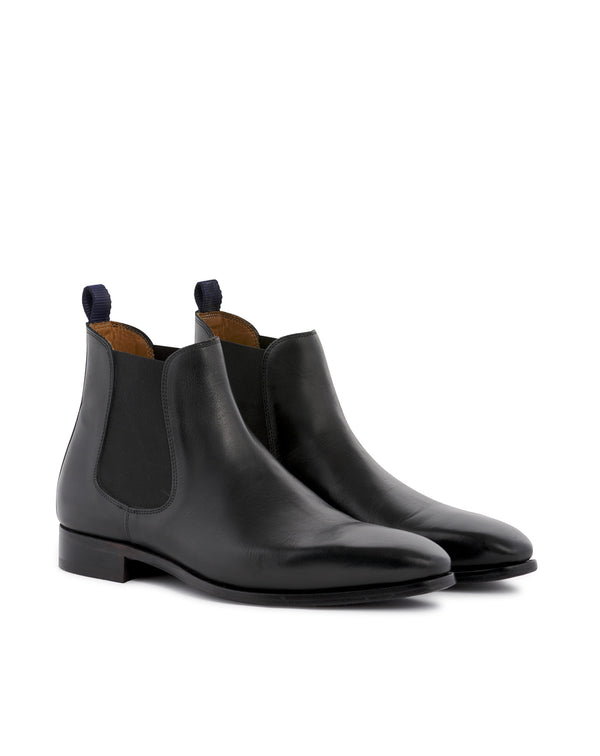 FERDY BLACK CALFSKIN ANKLE BOOTS