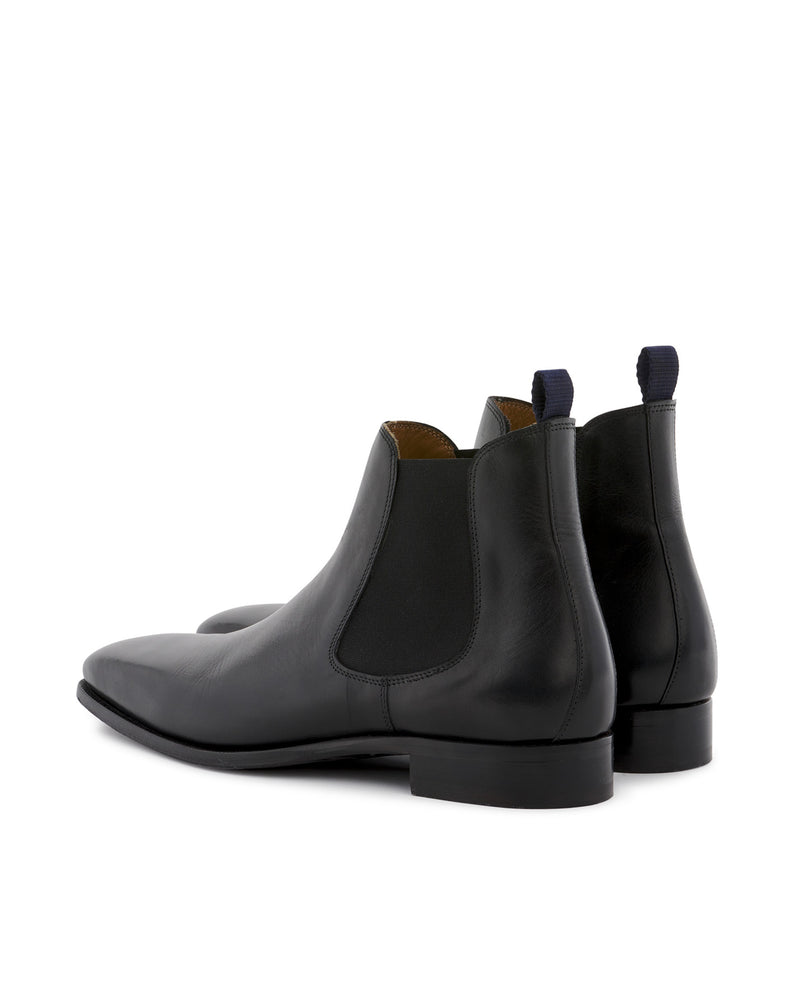 FERDY BLACK CALFSKIN ANKLE BOOTS