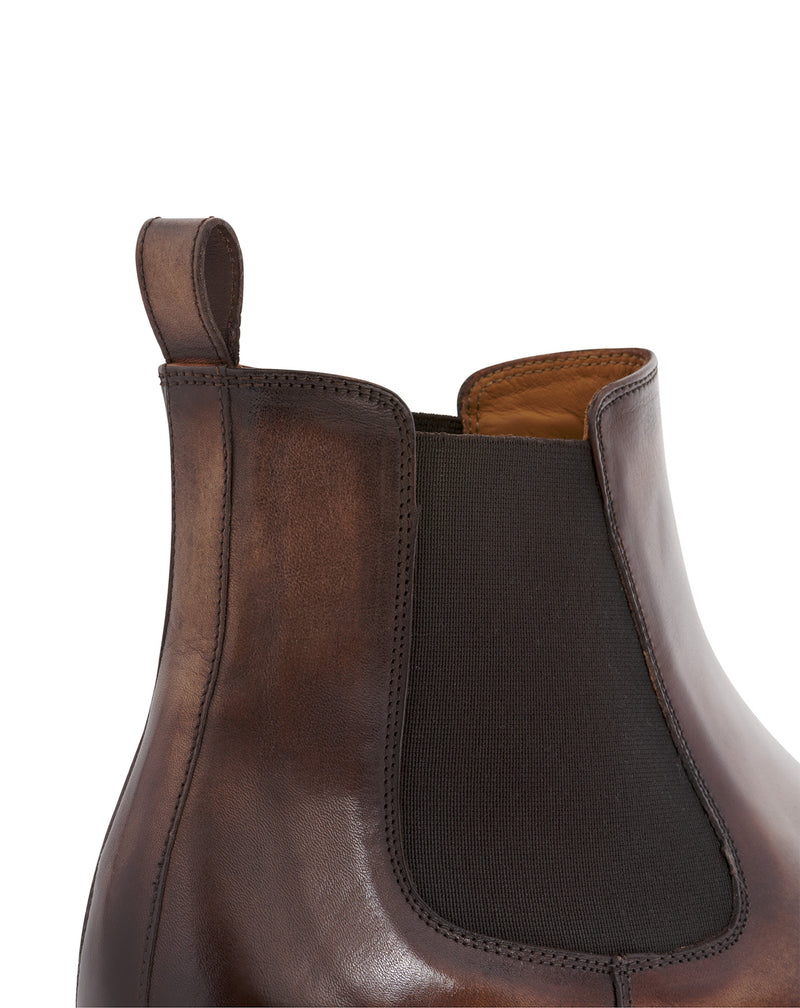 FERDY CHOCOLATE CALFSKIN ANKLE BOOTS