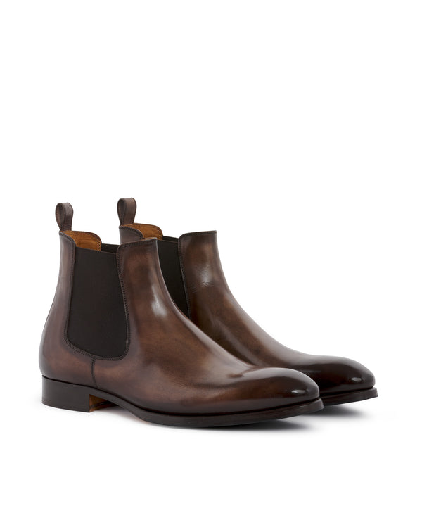 FERDY CHOCOLATE CALFSKIN ANKLE BOOTS