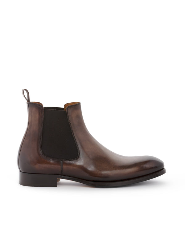 FERDY CHOCOLATE CALFSKIN ANKLE BOOTS