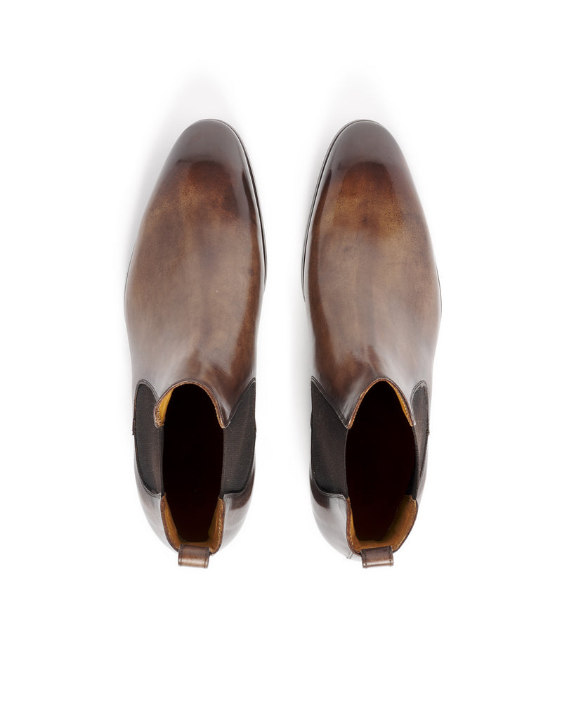 FERDY CHOCOLATE CALFSKIN ANKLE BOOTS