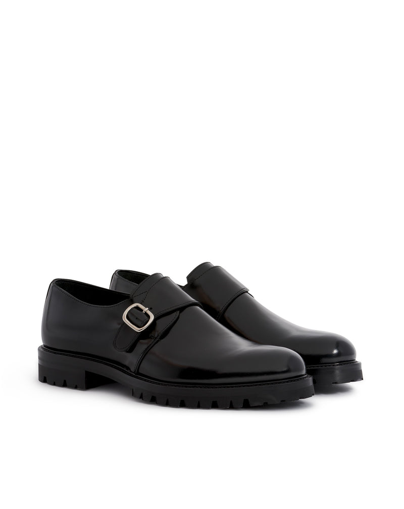 FODHIL BLACK CALFSKIN BUCKLE LOAFERS