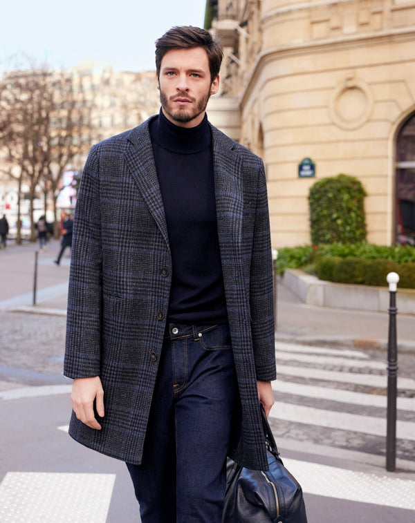 Raul Prince of Wales coat in gray and blue
