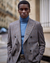 BROWN AND BLUE PRINCE OF WALES SUPER 110S OXFORD JACKET