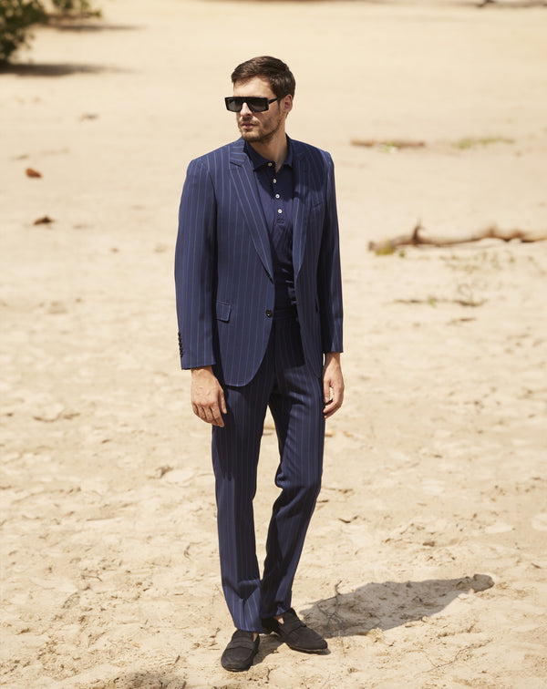 Navy blue MURANO suit with fine stripes