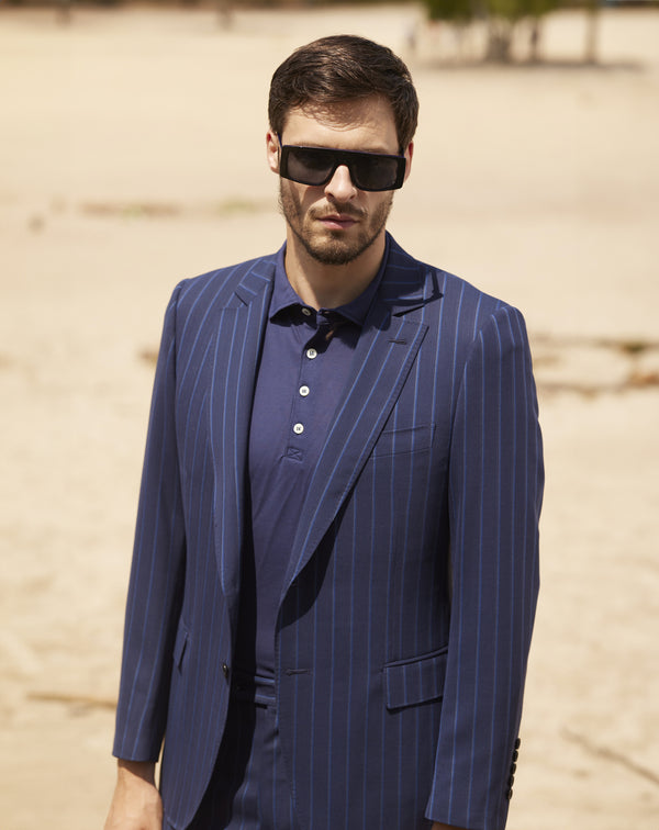 Navy blue MURANO suit with fine stripes