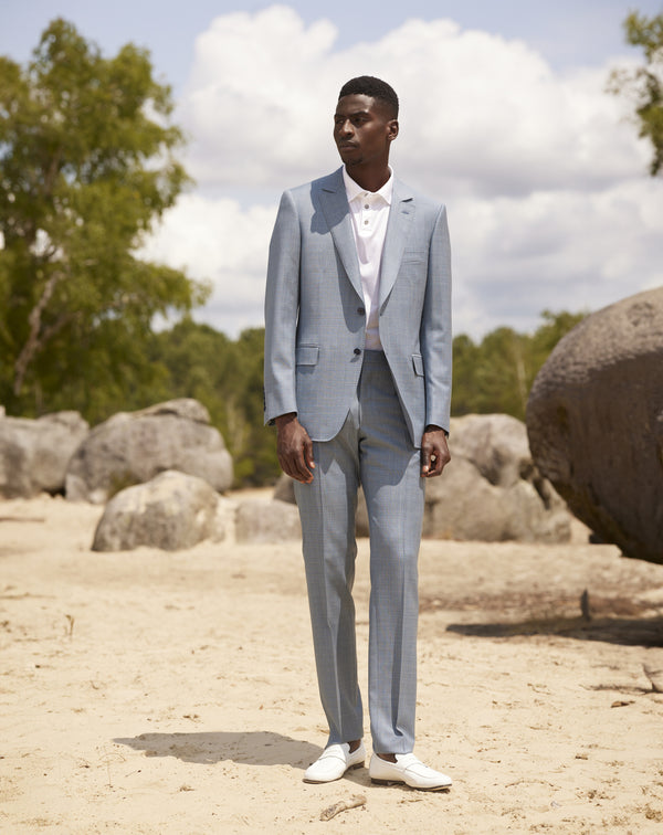 Super 130's turquoise blue checked MURANO suit