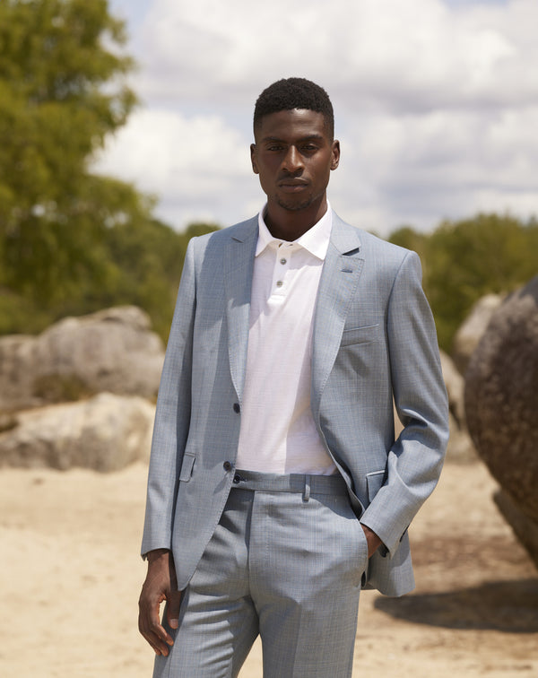 Super 130's turquoise blue checked MURANO suit