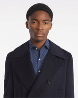 LAERTE CROSS-BREASTED PEA COAT IN NIGHT BLUE CASHMERE