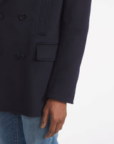 LAERTE CROSS-BREASTED PEA COAT IN NIGHT BLUE CASHMERE
