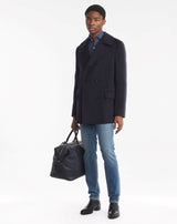 LAERTE CROSS-BREASTED PEA COAT IN NIGHT BLUE CASHMERE