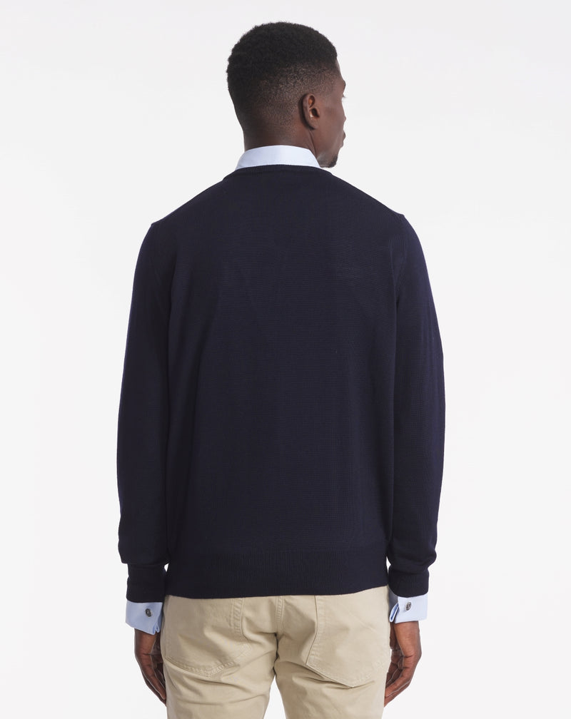 MATHYS V-NECK SWEATER IN NAVY BLUE MERINO WOOL