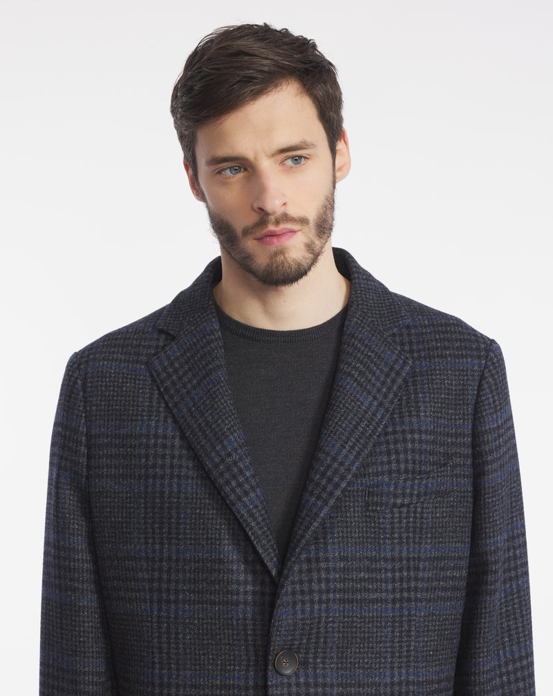 Raul Prince of Wales coat in gray and blue