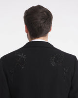 SHERMAN cashmere coat with embroidery detail BLACK