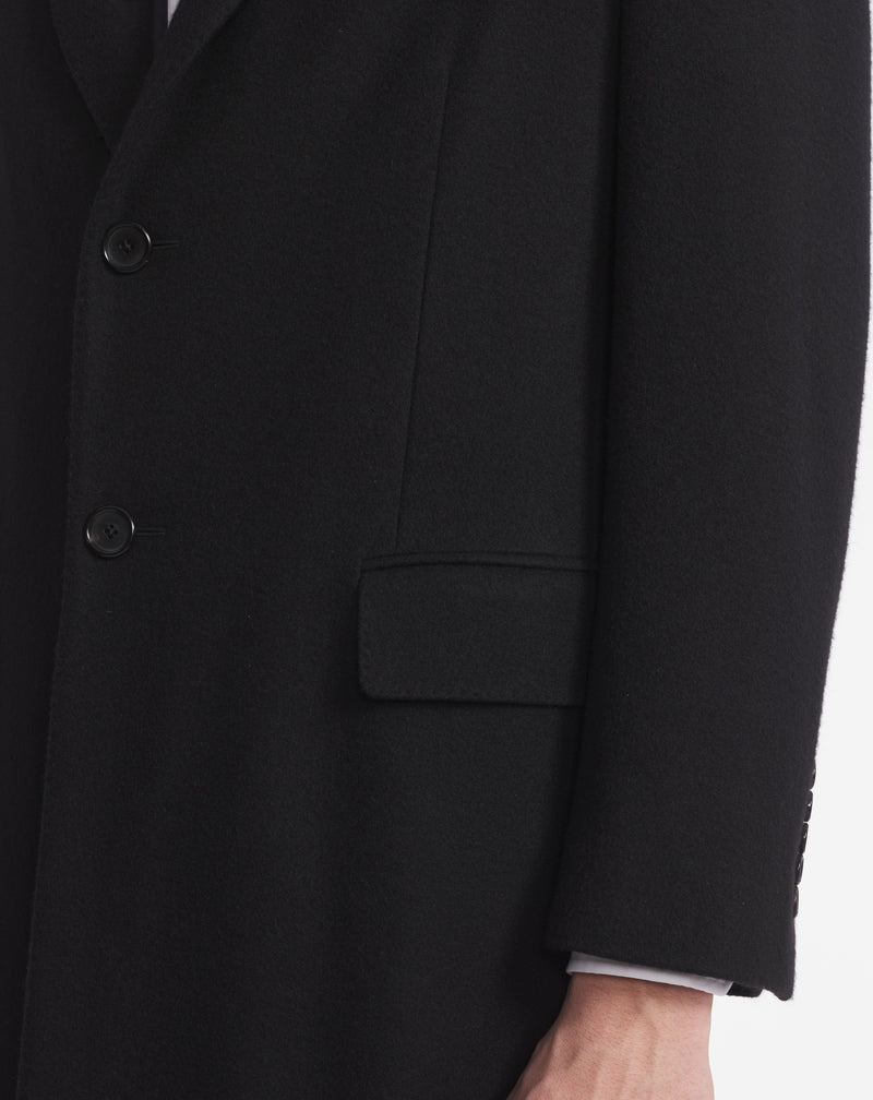 SHERMAN cashmere coat with embroidery detail BLACK