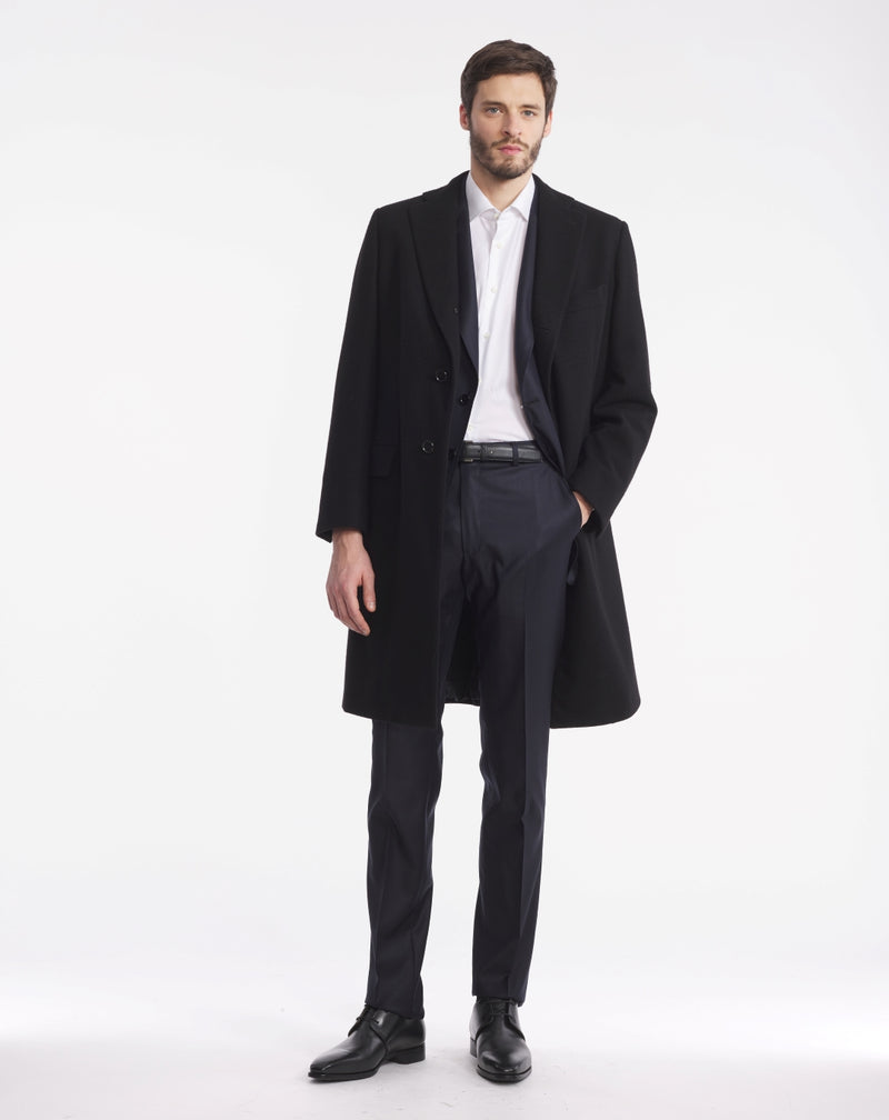 MANTEAU SHERMAN en cachemire avec détail broderie NOIR