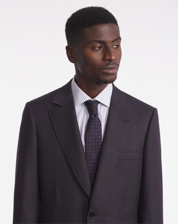 super 130s prince of wales plum mentor costume