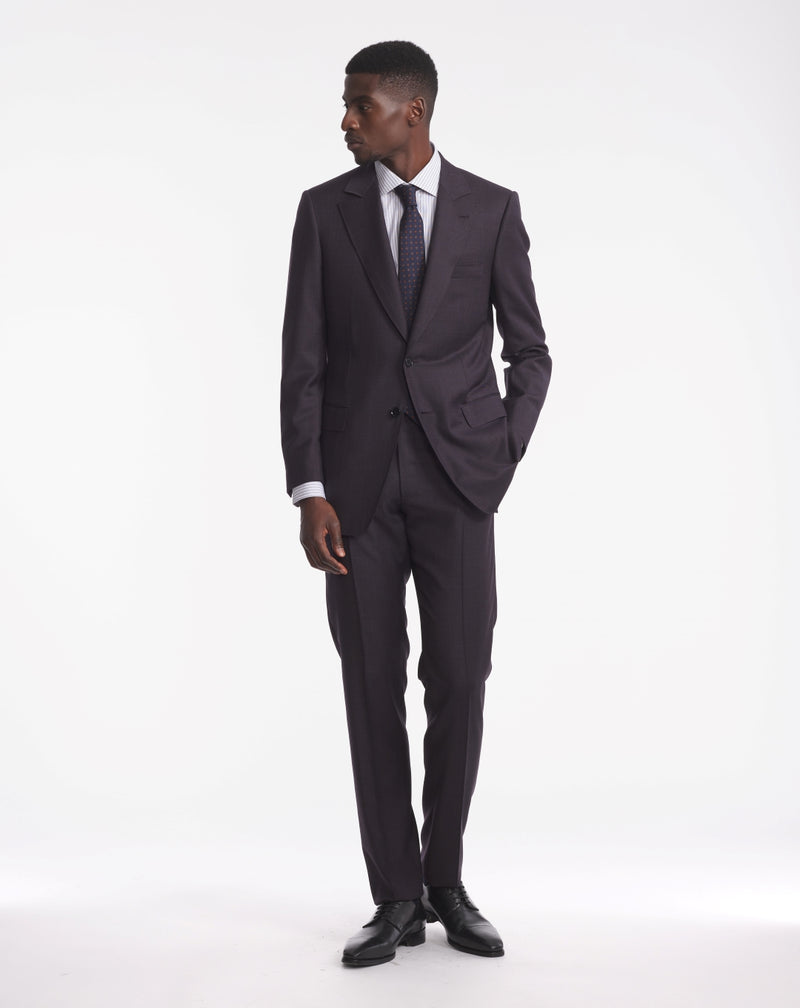 super 130s prince of wales plum mentor costume