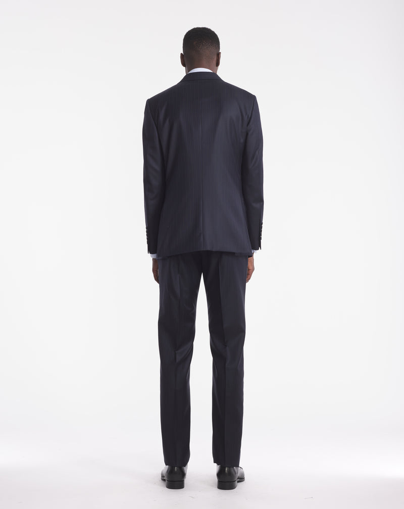 MENTOR COSTUME in super 110'S MIDNIGHT BLUE with DOUBLE TENNIS STRIPES