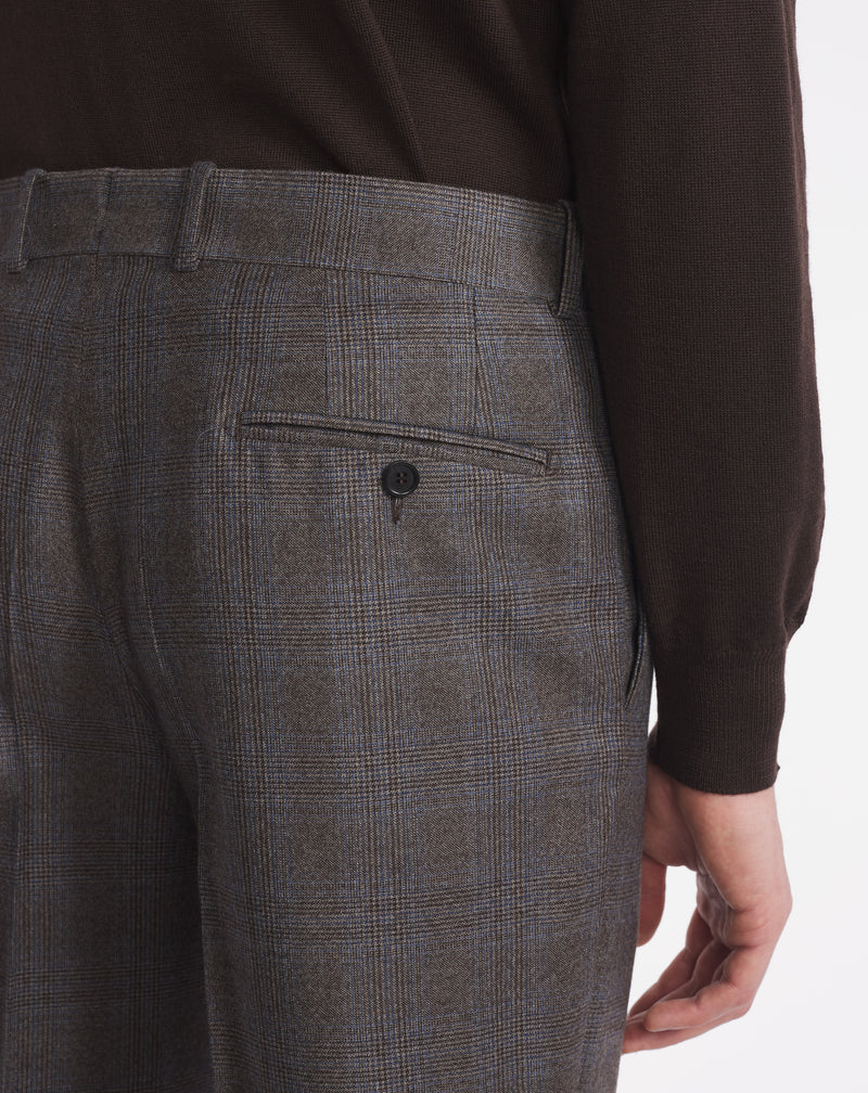 Elysée SUPER 110'S BROWN AND BLUE PRINCE OF WALES TROUSERS