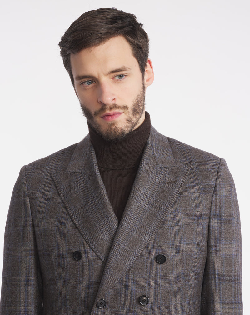 VESTE OXFORD SUPER 110'S PRINCE DE GALLES MARRON ET BLEU