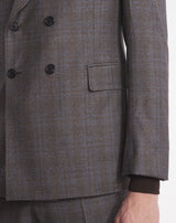 BROWN AND BLUE PRINCE OF WALES SUPER 110S OXFORD JACKET