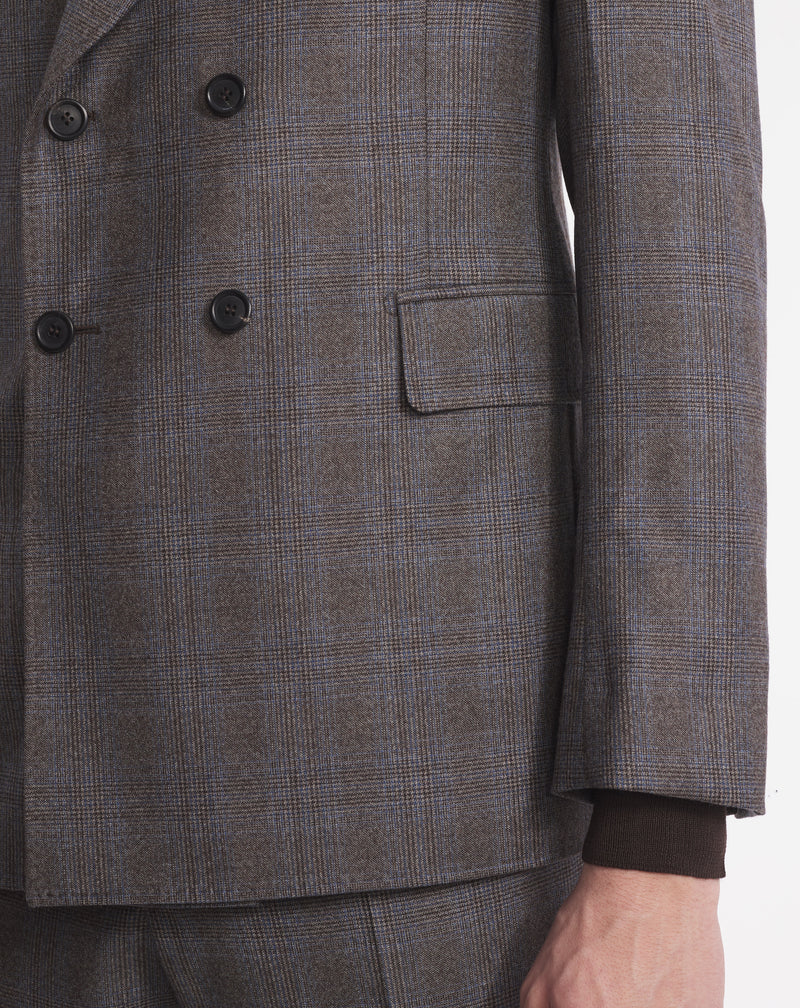 BROWN AND BLUE PRINCE OF WALES SUPER 110S OXFORD JACKET