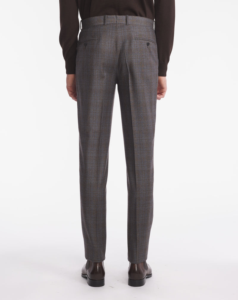 Elysée SUPER 110'S BROWN AND BLUE PRINCE OF WALES TROUSERS