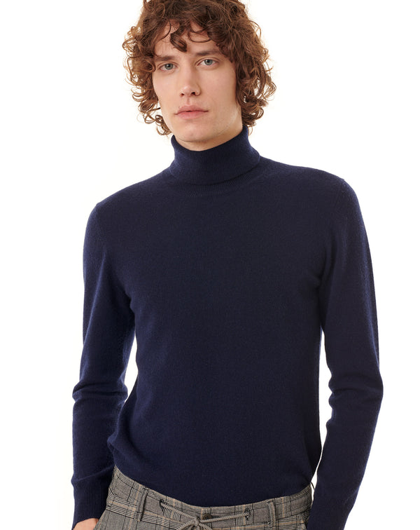 Navy turtleneck jumper in cashmere ADAO 