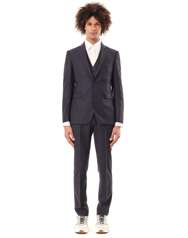 Navy/Burgundy LONDRES checkered suit vest 