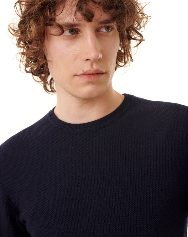 Wool navy jumper with a round neck MAILEY 