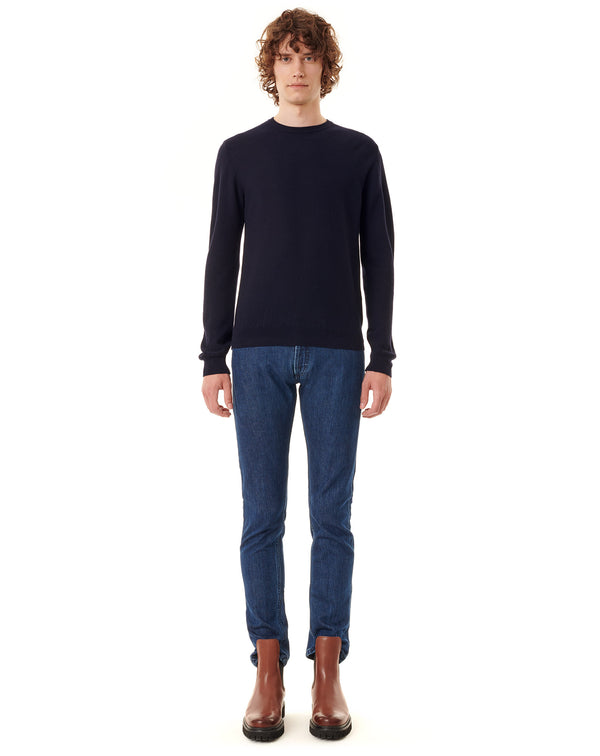 Wool navy jumper with a round neck MAILEY 