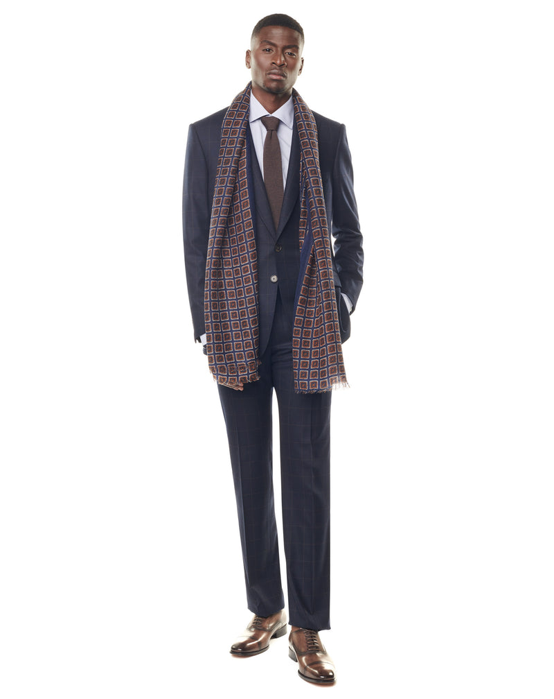 Chemise formelle Francois micro-carreaux blanc/ciel