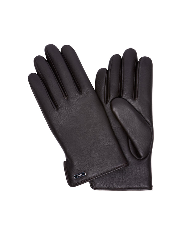Black fur-lined deer gloves ALFORD-FUR 
