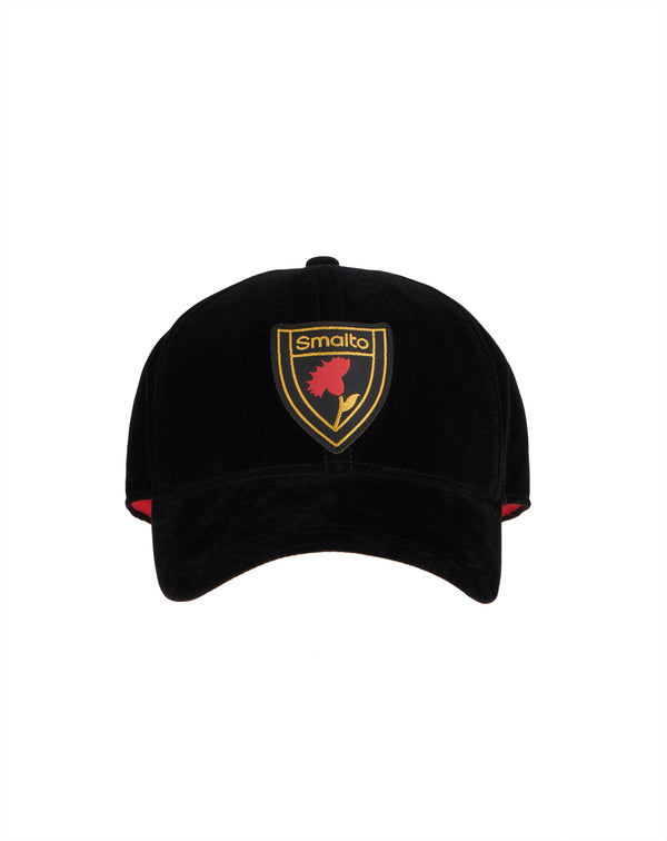 Black velvet cap with eyelet patch BERRETTO 