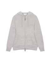  Light grey zipped hoodie vest in wool and cashmere MAYEK 