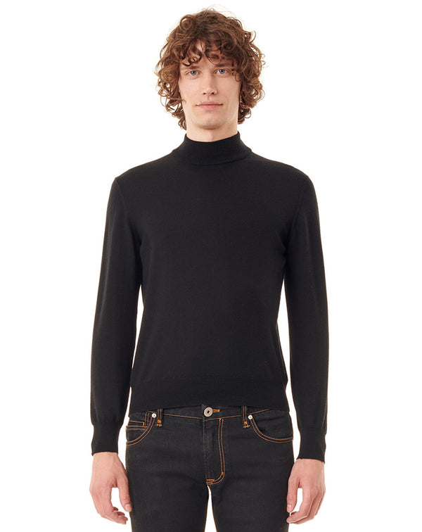 Black turtleneck jumper in wool MACEO 