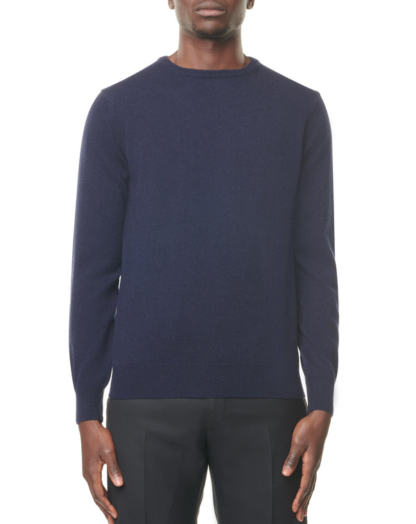 Navy round neck jumper in cashmere Mohcen 