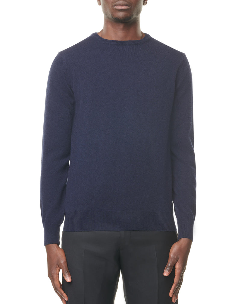 Navy round neck jumper in cashmere Mohcen 