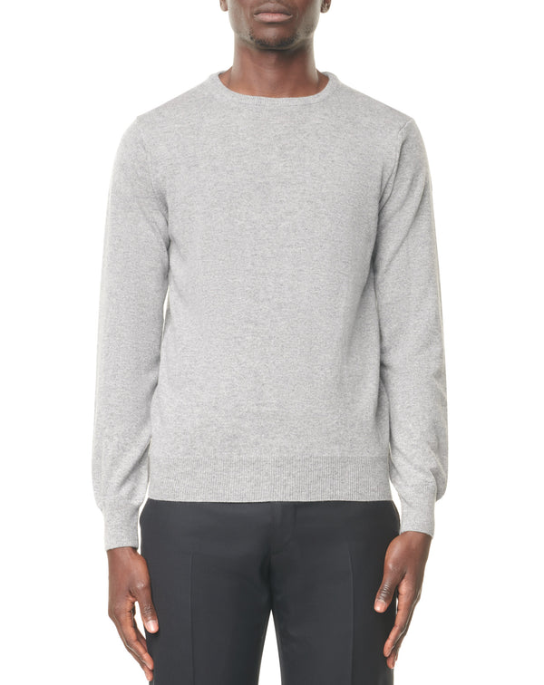Light grey round neck jumper in cashmere Mohcen 