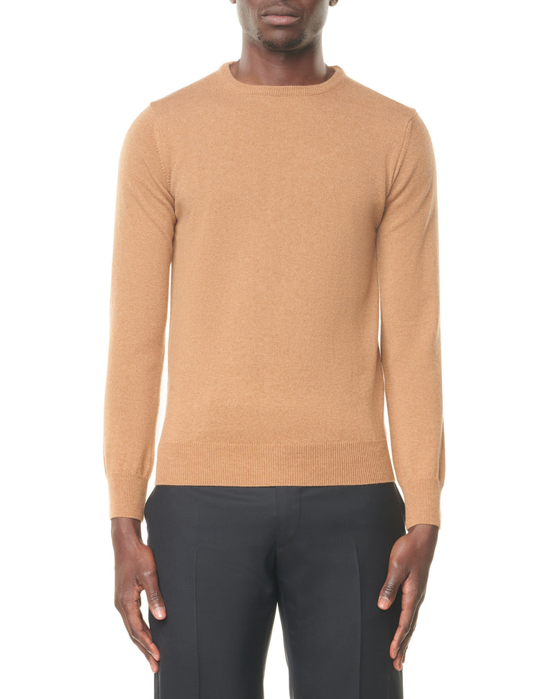 Camel round neck jumper in cashmere MOHCEN