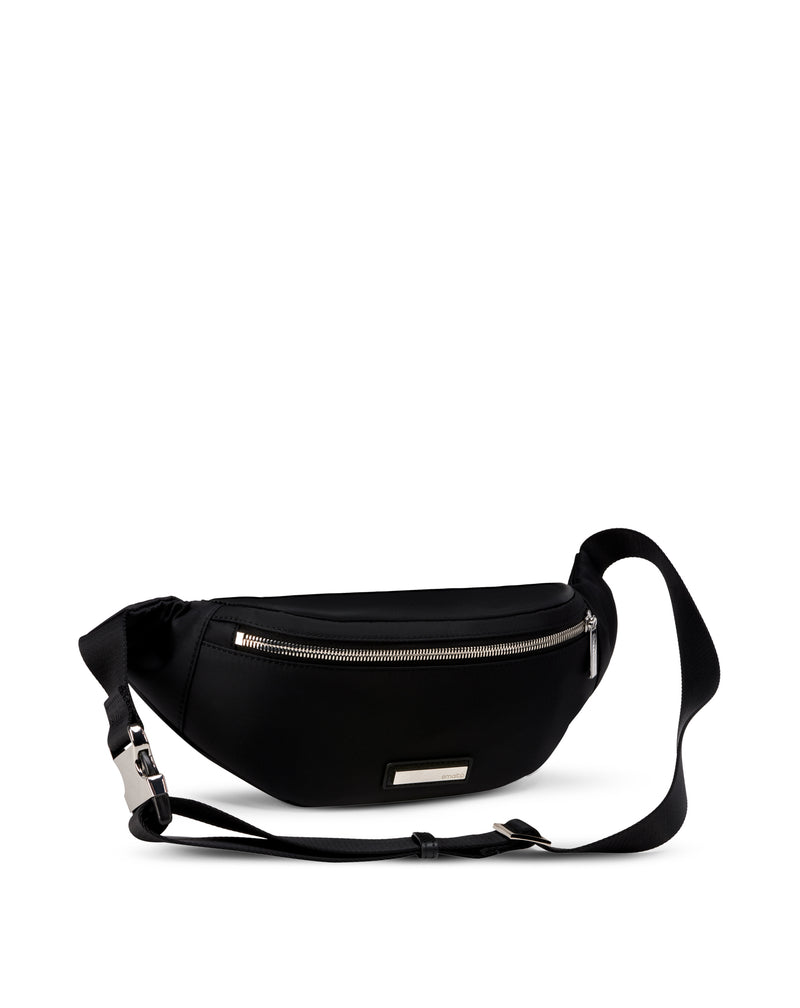 Black bum bag nylon and leather HANS