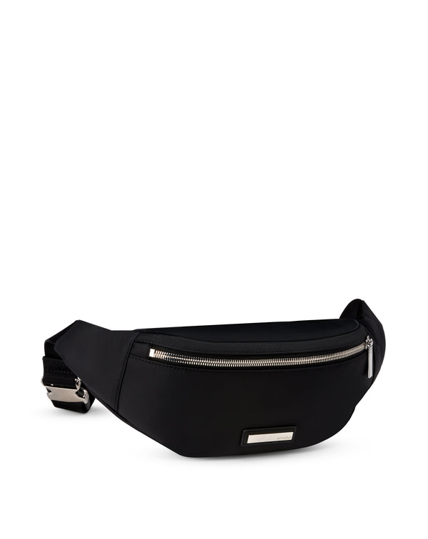 Black bum bag nylon and leather HANS