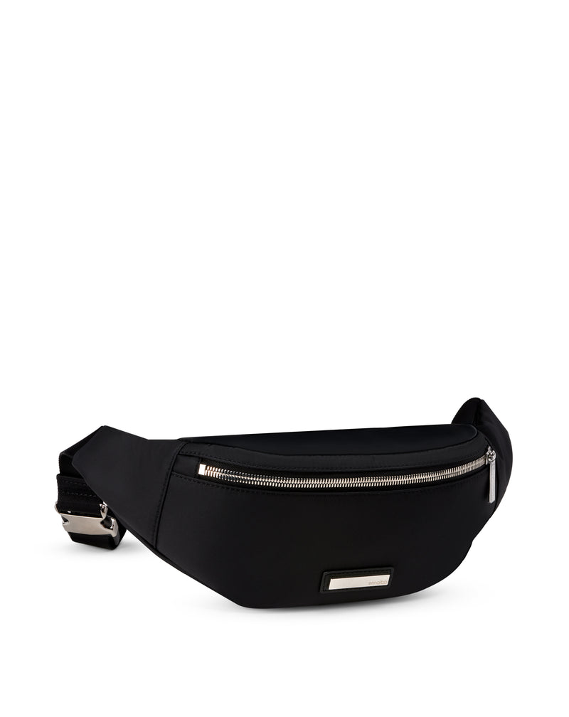 Black bum bag nylon and leather HANS